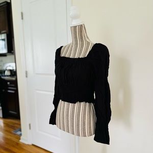 NWOT Open Edit Square Neck Sweetheart Black Crop Top XS X-Small